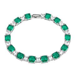 Pulsera Turmalina Paraiba Cuadrada con Circonias Cuadradas, Plata .925 con Rodio
