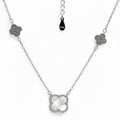 Collar Flores Inspirado Van C Piedras Naturales con Circonias Plata .925 con Baño de Rodio