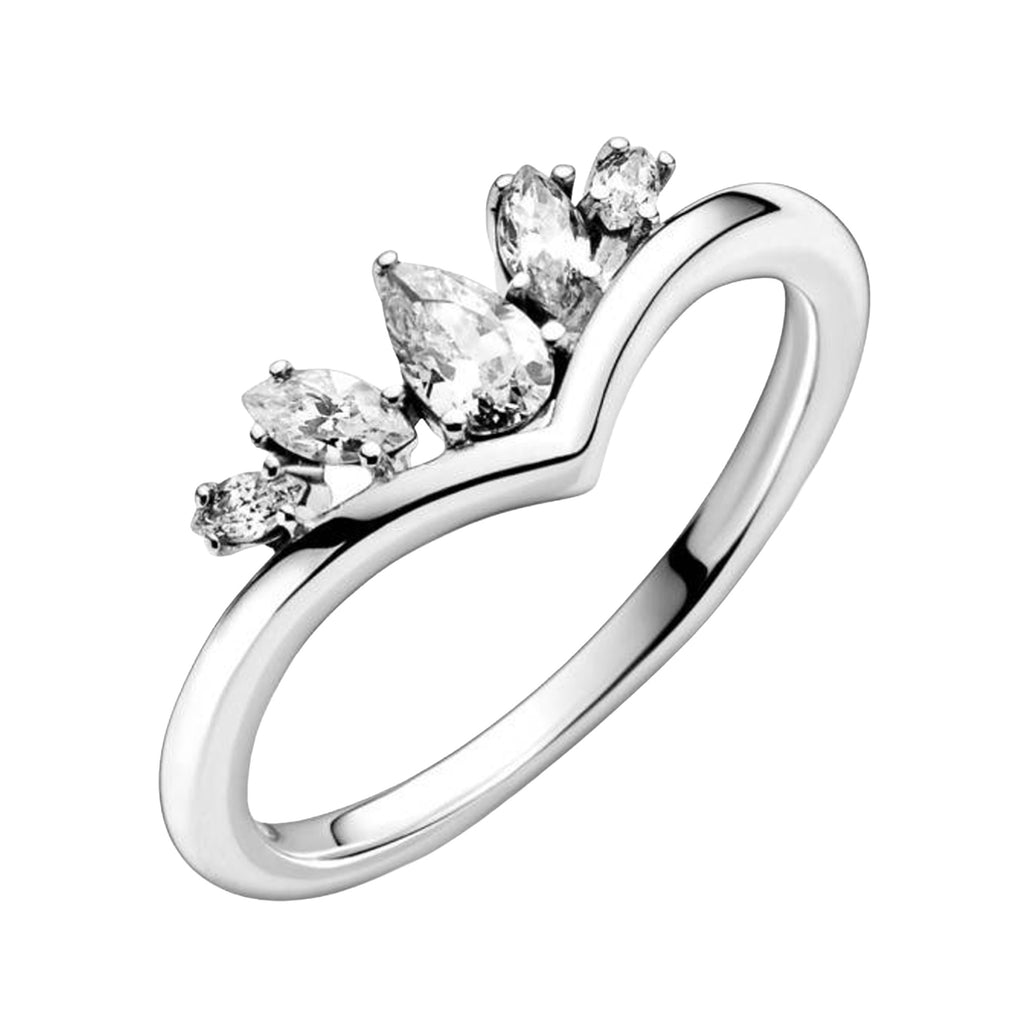 Anillo Inspirado Pan 1.1 Chico Tiara 5 Circonias Semilla Plata .925