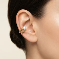 Grapa Media Luna con Perla Plata .925 con Baño de Oro