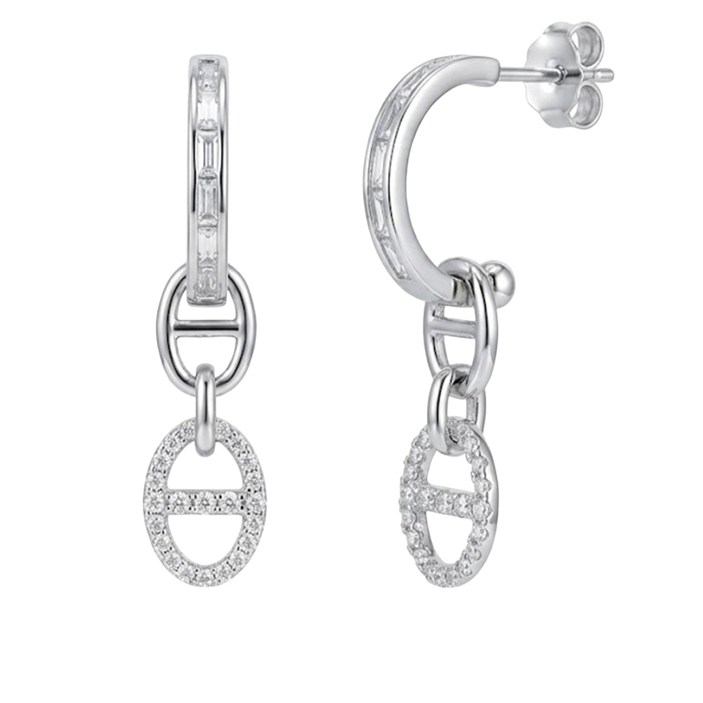 Arracada con Dije Dos Funcionalidades con Circonias Plata .925 con Rodio