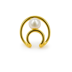 Grapa Media Luna con Perla Plata .925 con Baño de Oro