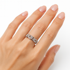 Anillo Eslabones con Micro Circonias Plata .925 con Rodio