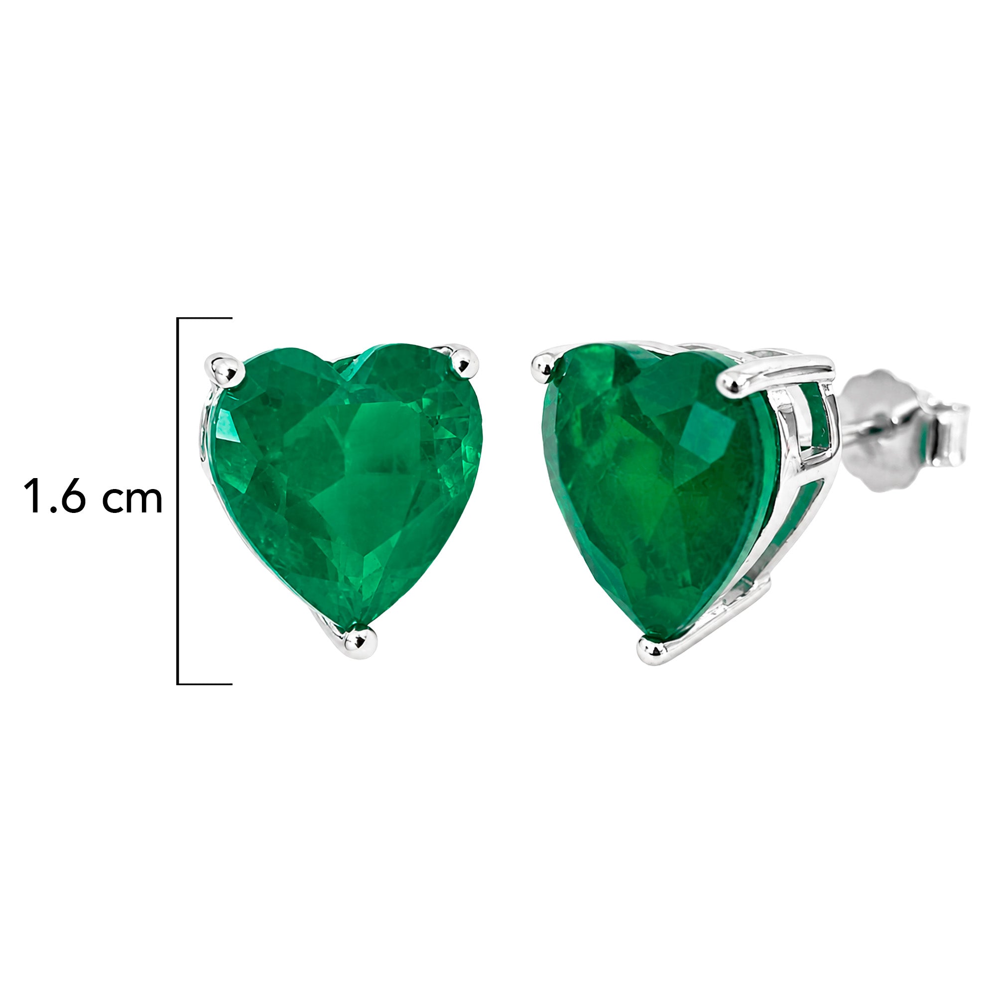 Aretes Turmalina Corazón, Medida 1.6 cm, Plata .925 con Baño de Rodio