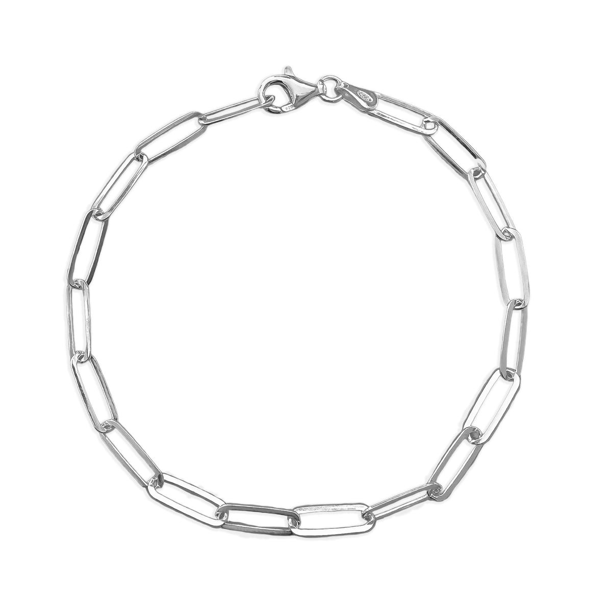 Pulsera Paper Clip Eslabones Lisos 10mm Plata .925