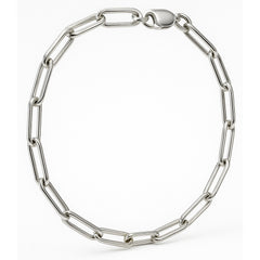 Pulsera Paper Clip Eslabones Lisos 10mm Plata .925