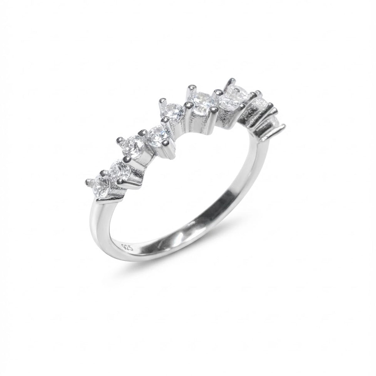 Anillo Circonia Zigzag Plata .925 con Baño de Rodio