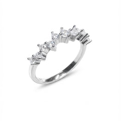 Anillo Circonia Zigzag Plata .925 Con Baño De Rodio
