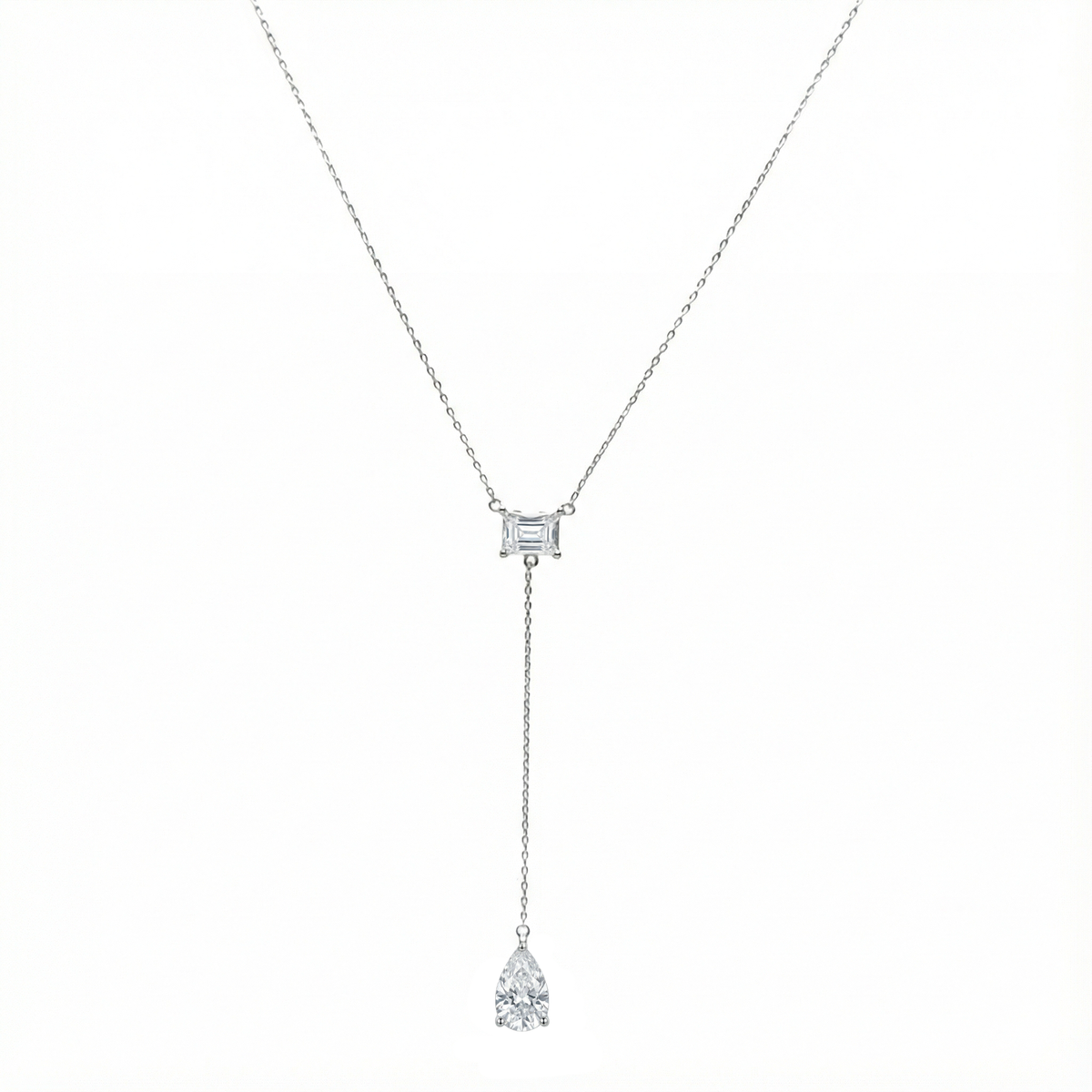 Collar Corbatero Duo de Circonias Plata .925 con Rodio
