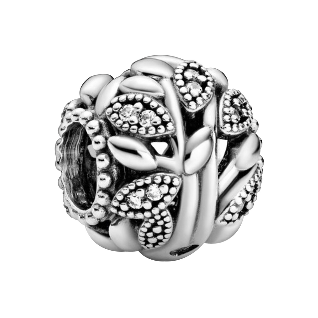 Charm Inspirado Pan 1:1 Esfera Árbol de la Vida con Micro Circonias Plata .925