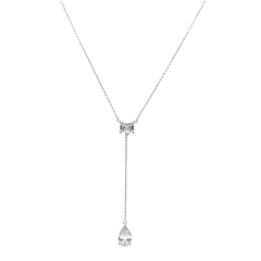 Collar Corbatero Duo de Circonias Plata .925 con Rodio