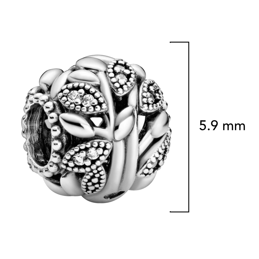 Charm Inspirado Pan 1:1 Esfera Árbol de la Vida con Micro Circonias Plata .925