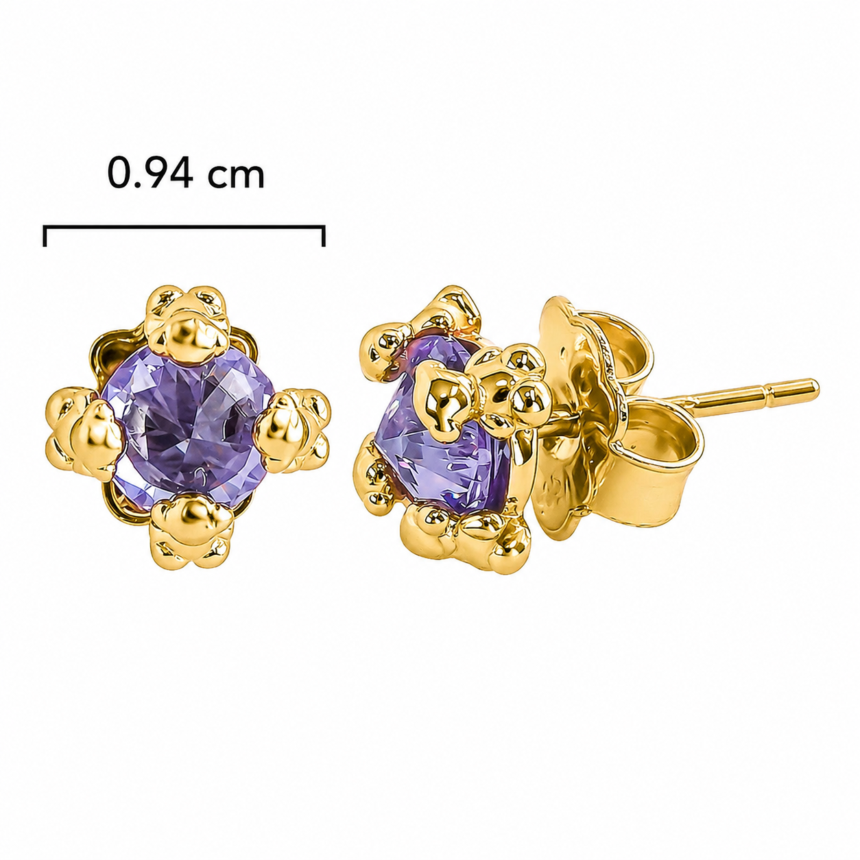 Broquel Inspirado Osos 1.1 Circonia con Uñas de Osito Plata -925 con Baño de Oro 18k