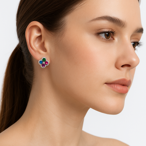 Huggie Flor Plata .925