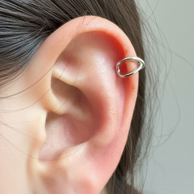 Grapa Lisa Cruzada Plata .925 con Rodio