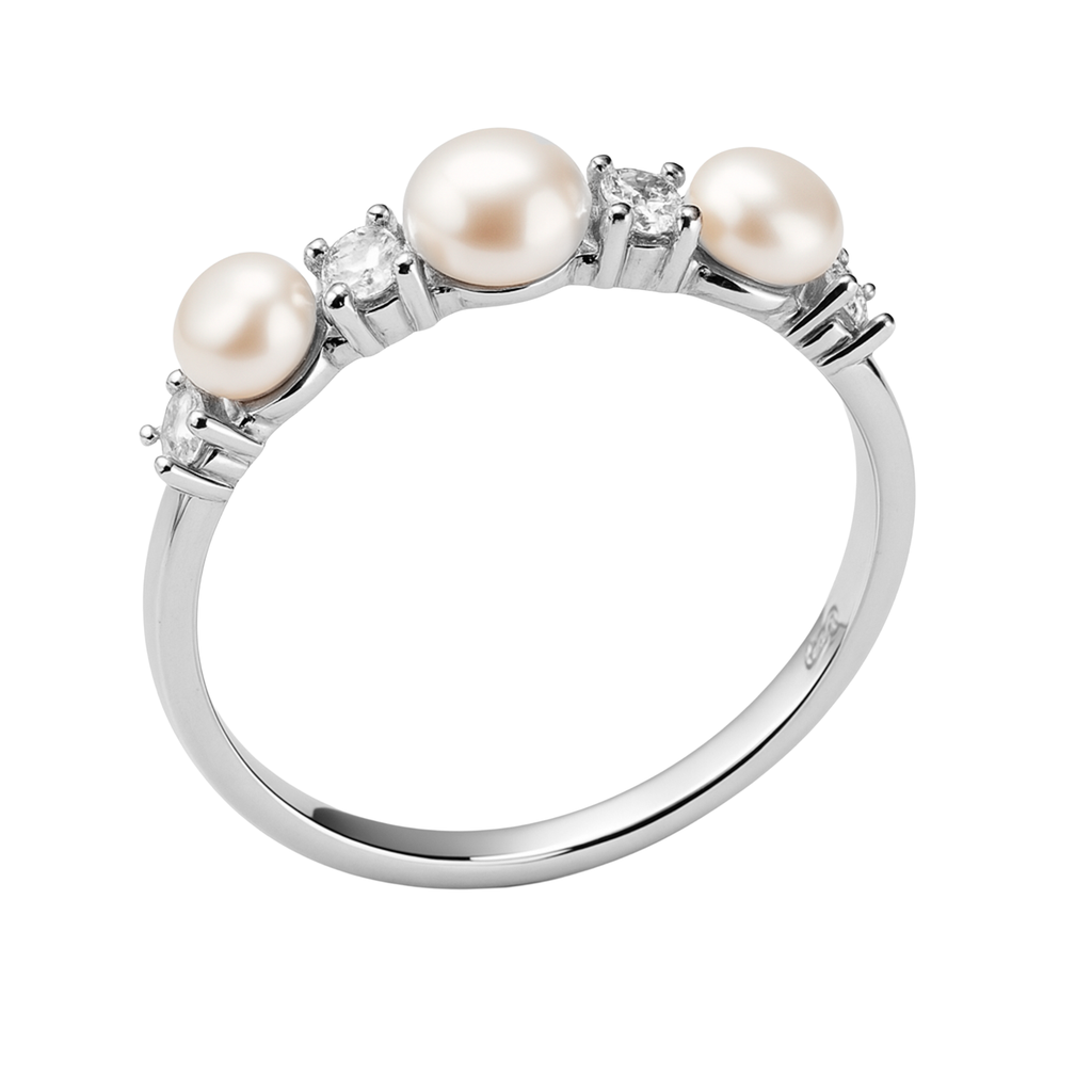 Anillo Perla Natural Plata .925 con Baño de Rodio