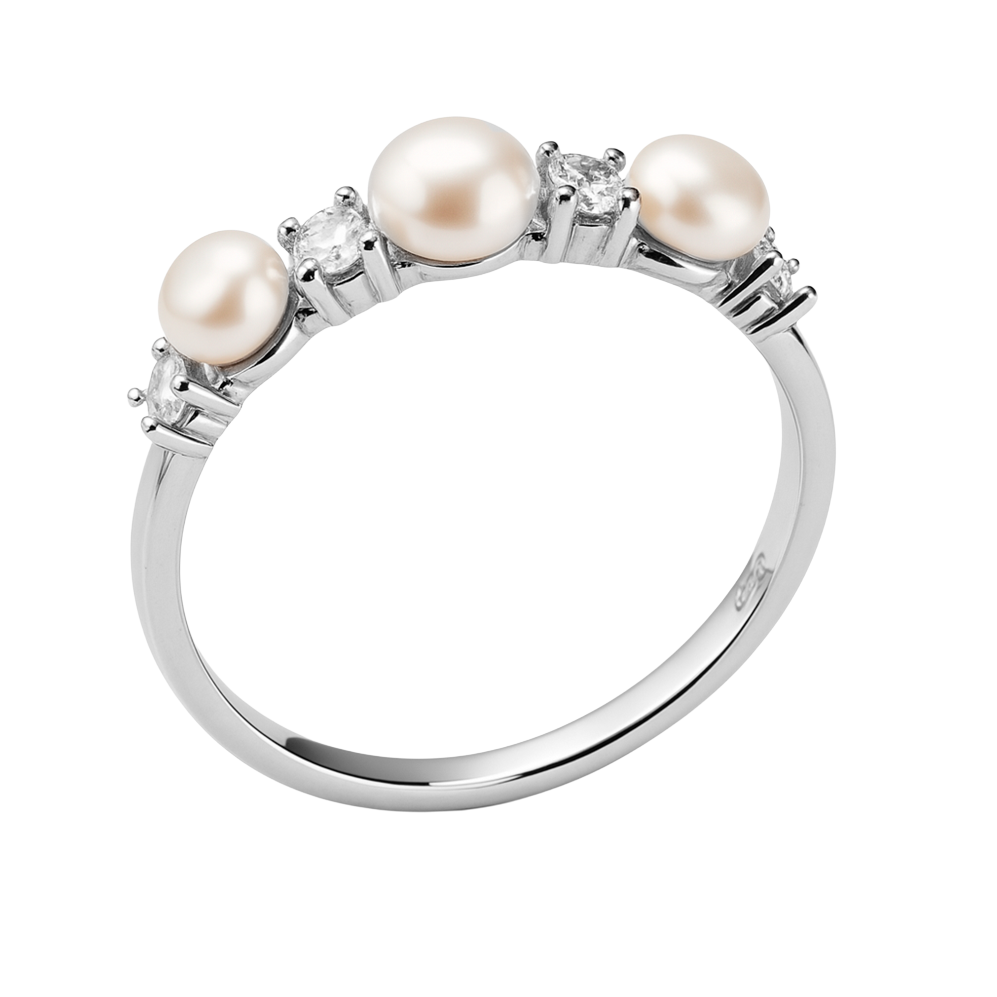 Anillo Perla Natural Plata .925 con Baño de Rodio