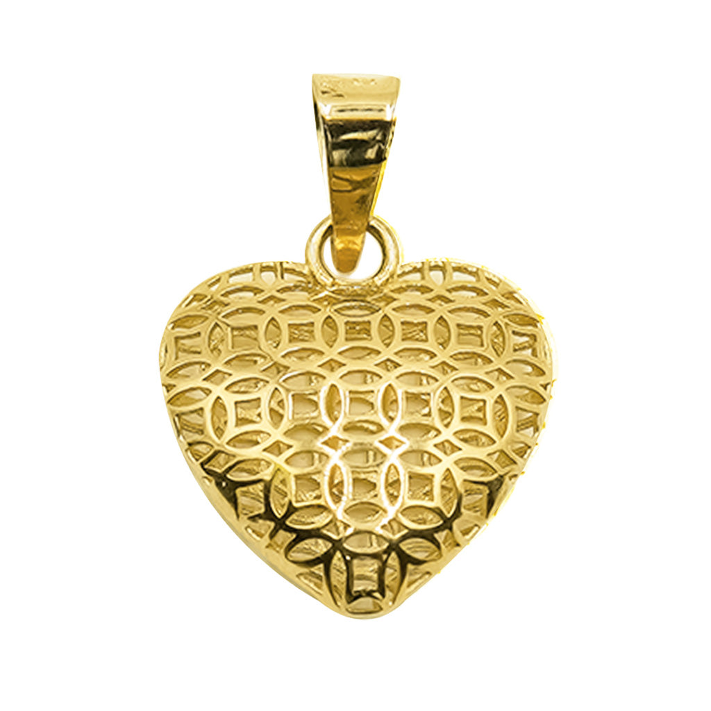 Dije Corazón Calado Bombeado Oro 10K