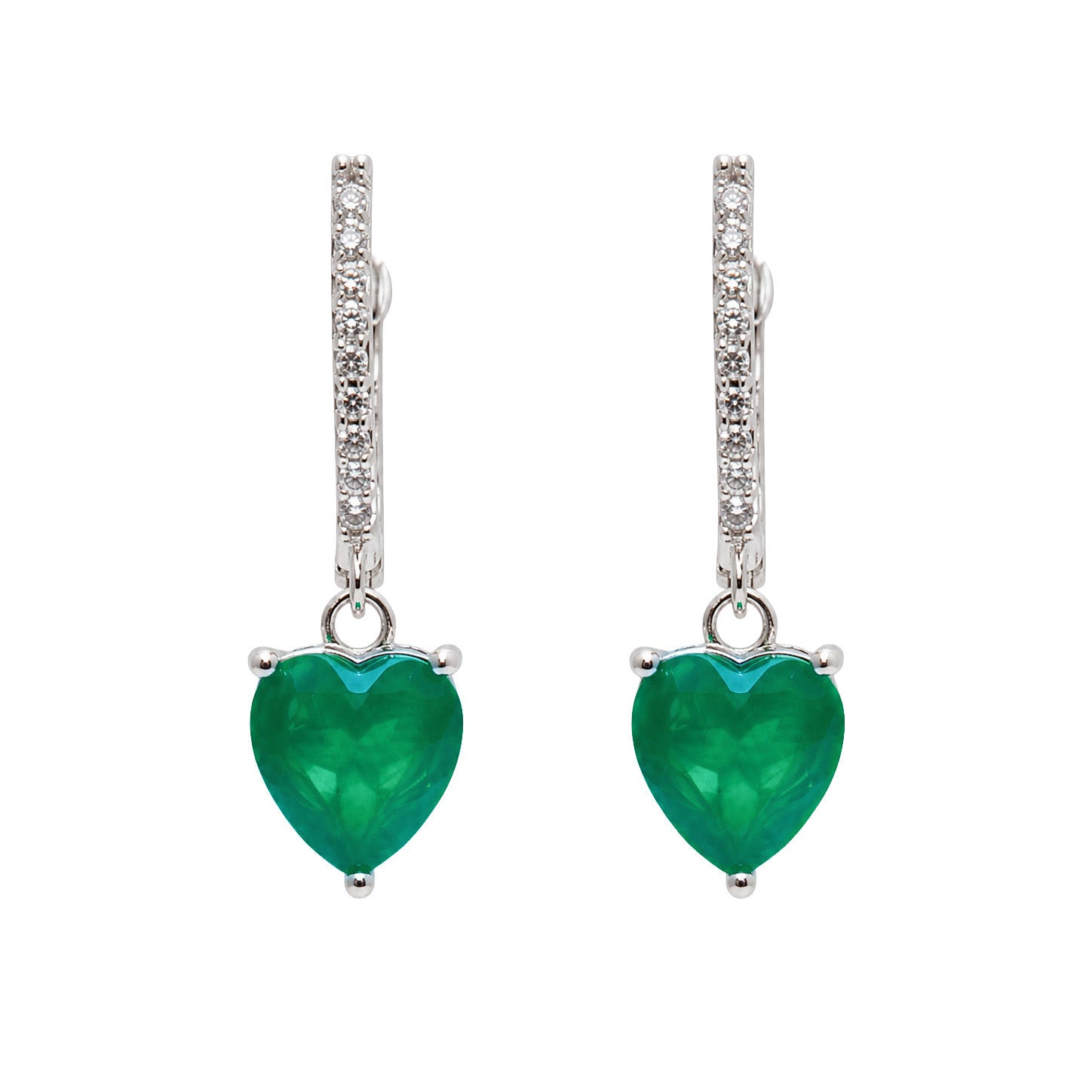 Huggies Turmalina Paraiba Corazón Colgante con Circonias, Plata .925 con Rodio