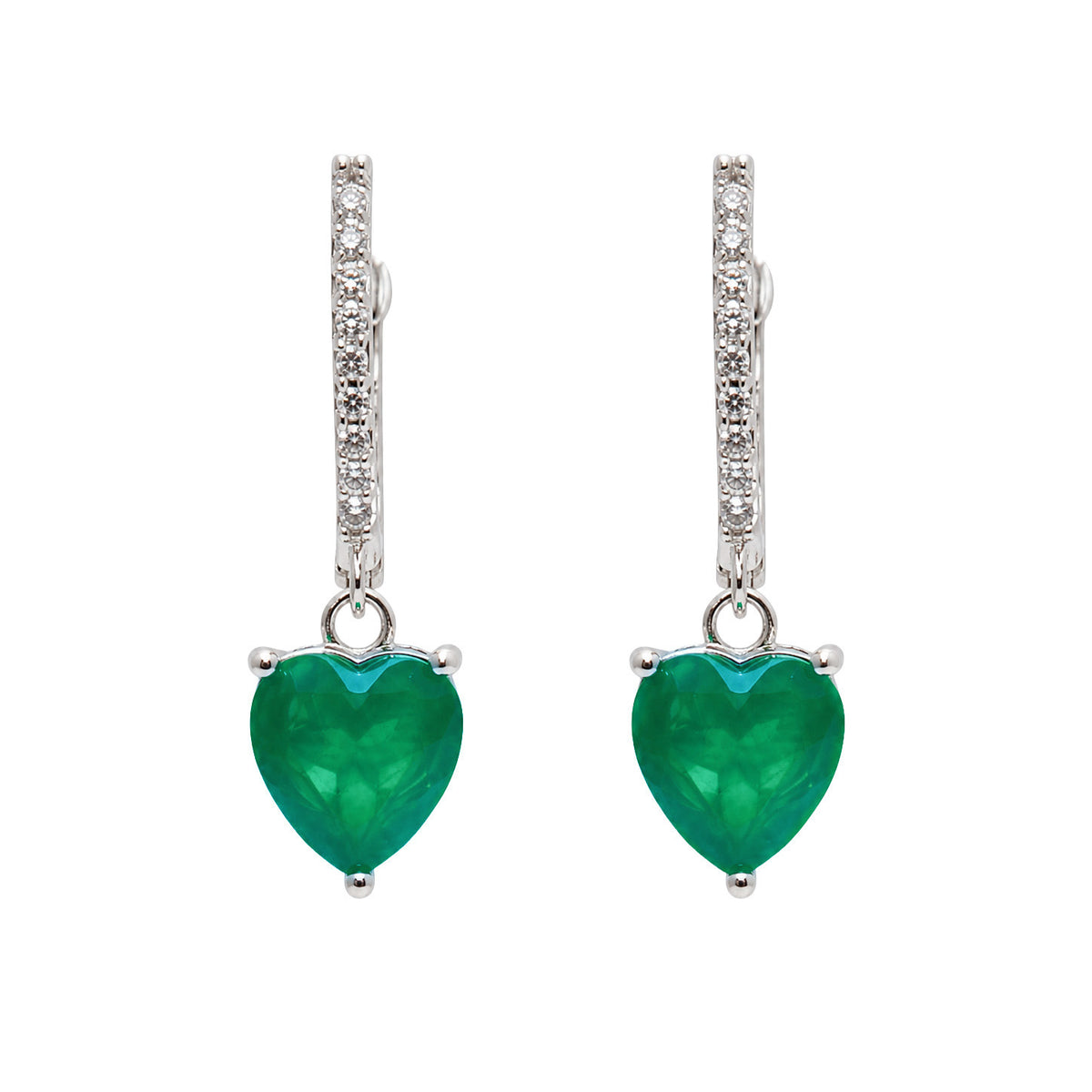 Huggies Turmalina Paraiba Corazón Colgante con Circonias, Plata .925 con Rodio