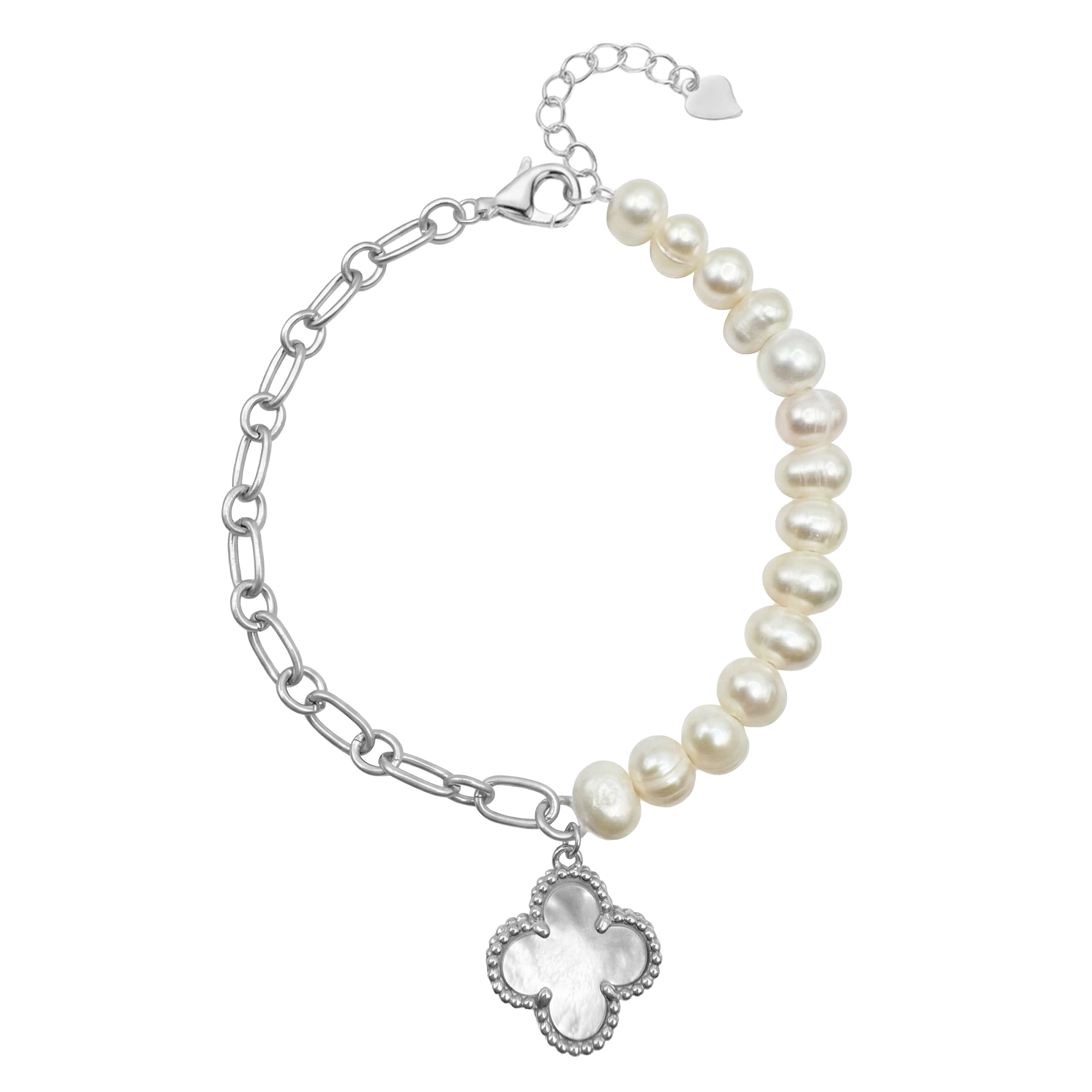 Pulsera Flor Inspirada Van C con Piedras Naturales Plata .925 con Baño de Rodio