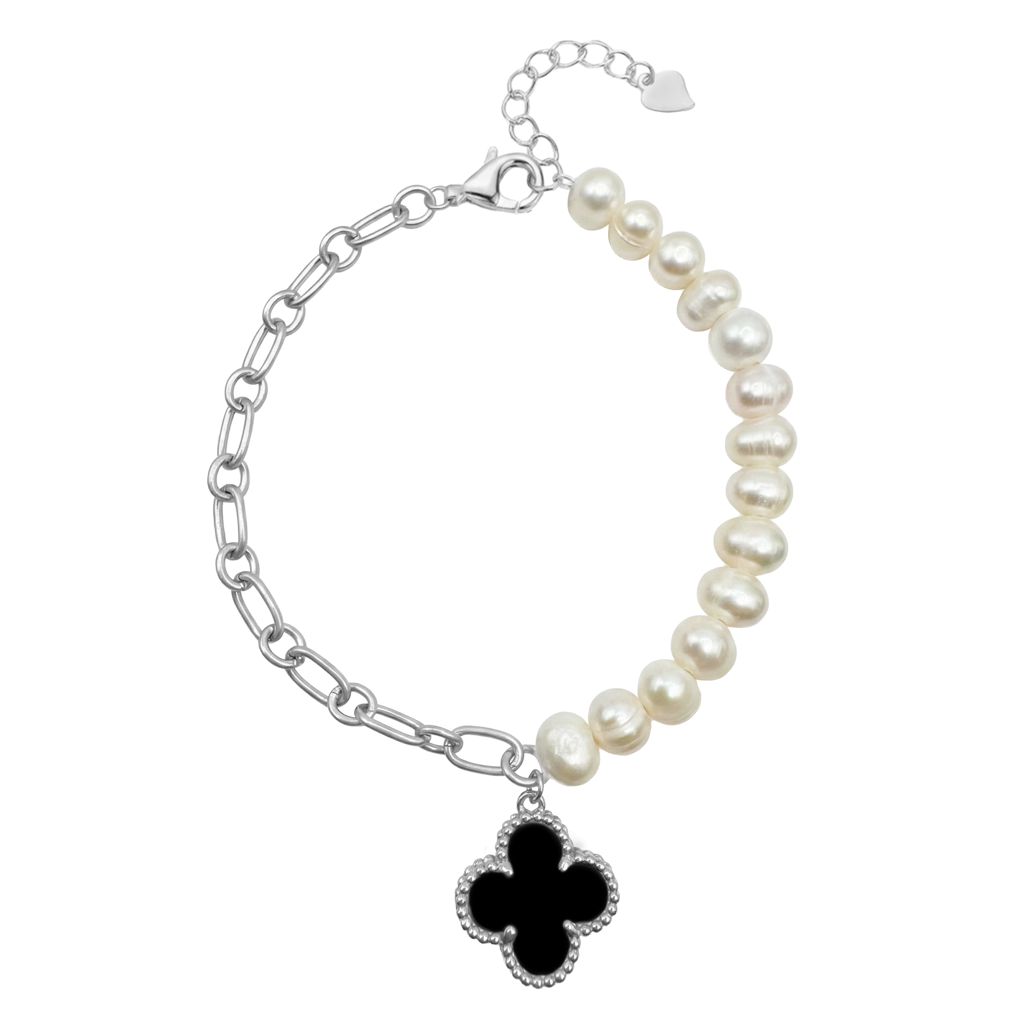 Pulsera Flor Inspirada Van C con Piedras Naturales Plata .925 con Baño de Rodio