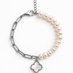 Pulsera Flor Chica Inspirada Van C con Piedras Naturales Plata .925 con Rodio