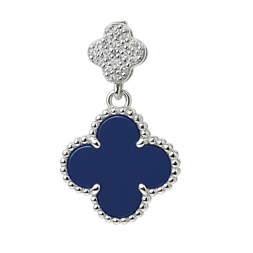 Dije Flor Inspirado Van C Grande Piedras Naturales con Micro Circonias Plata .925 con Rodio