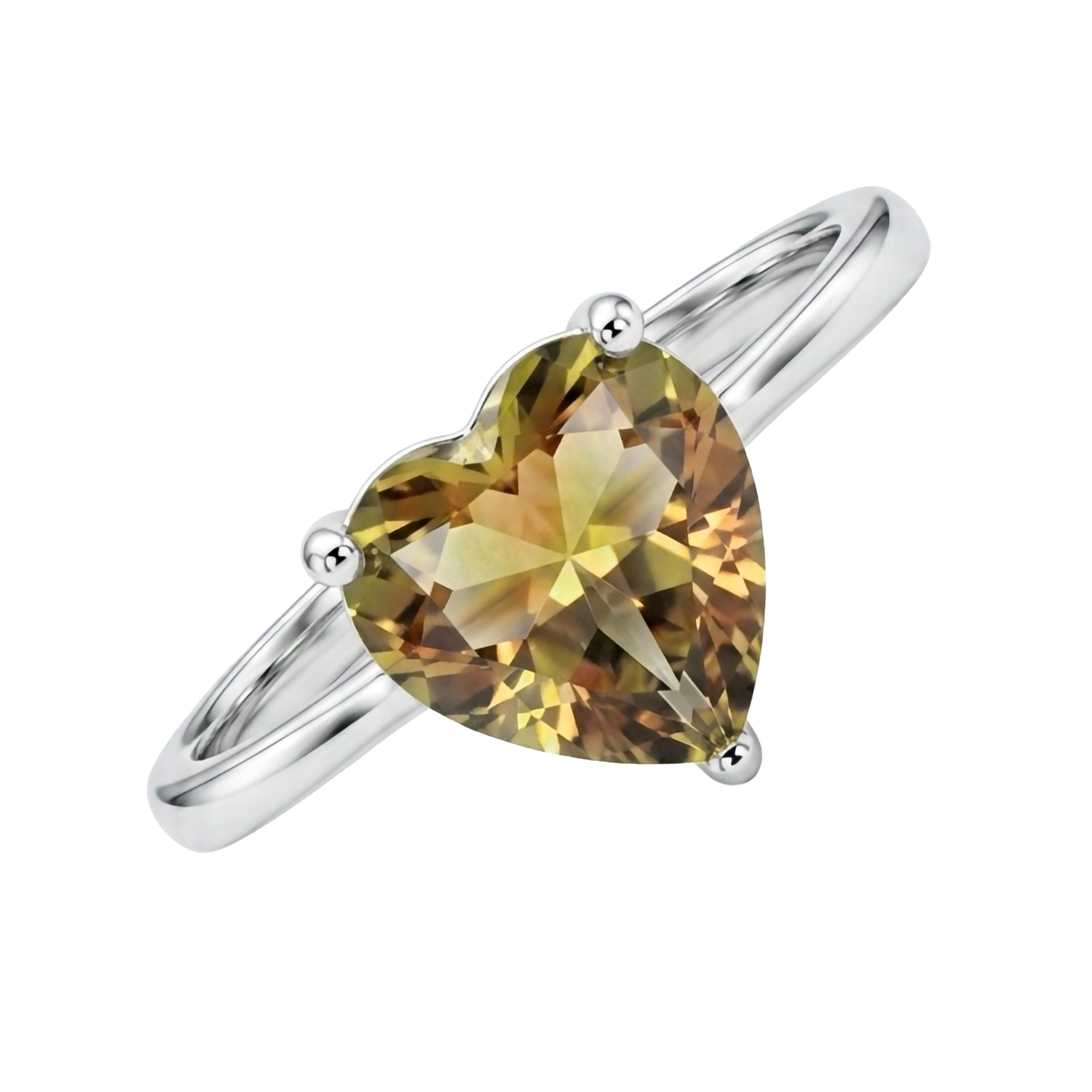 Anillo Piedras SemiPreciosas Corazón de Zultanita, Plata .925 con Baño de Rodio