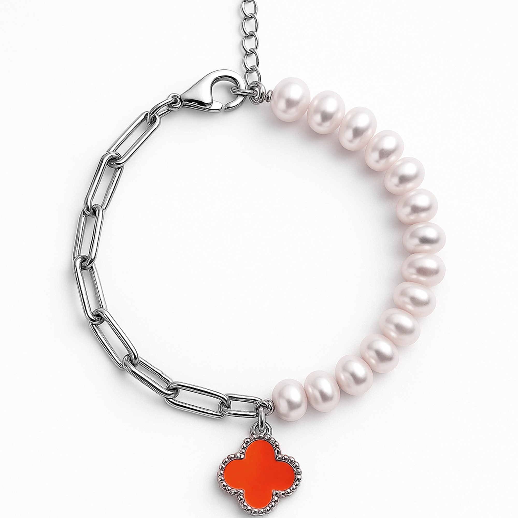 Pulsera Flor Chica Inspirada Van C con Piedras Naturales Plata .925 con Rodio