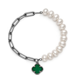 Pulsera Flor Chica Inspirada Van C con Piedras Naturales Plata .925 con Rodio