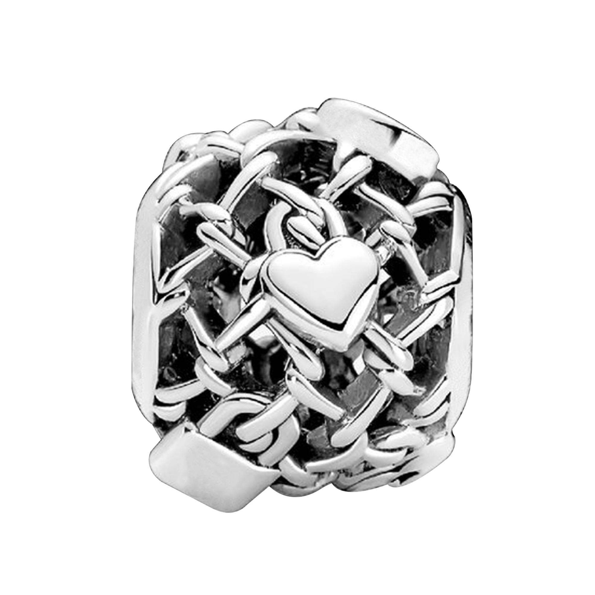 Charm Inspirado Pan 1:1 Esfera Corazón Con Candado Plata .925