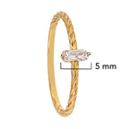 Anillo Solitario Circonia Rectangular Oro 10K