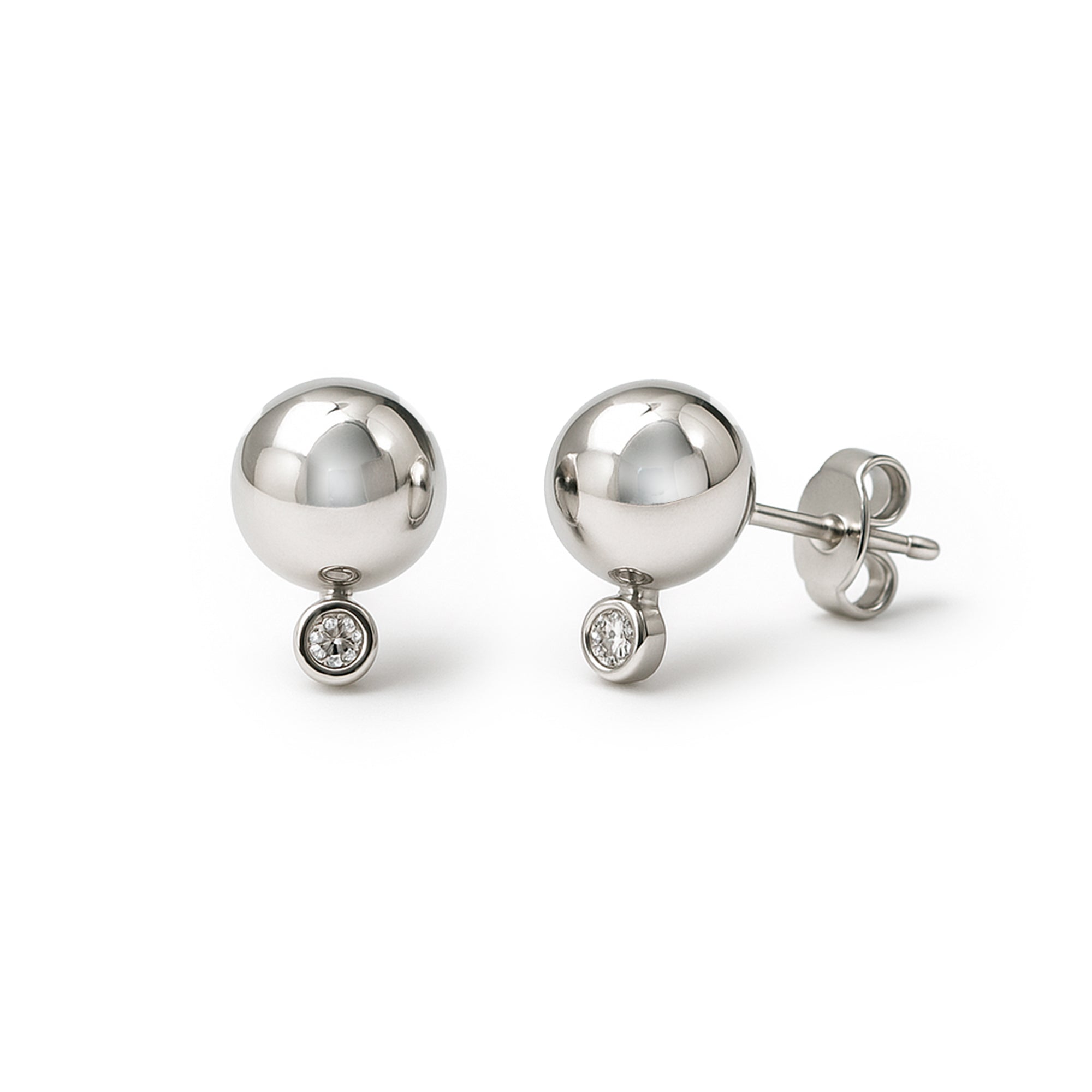 Broquel media bolita Plata .925