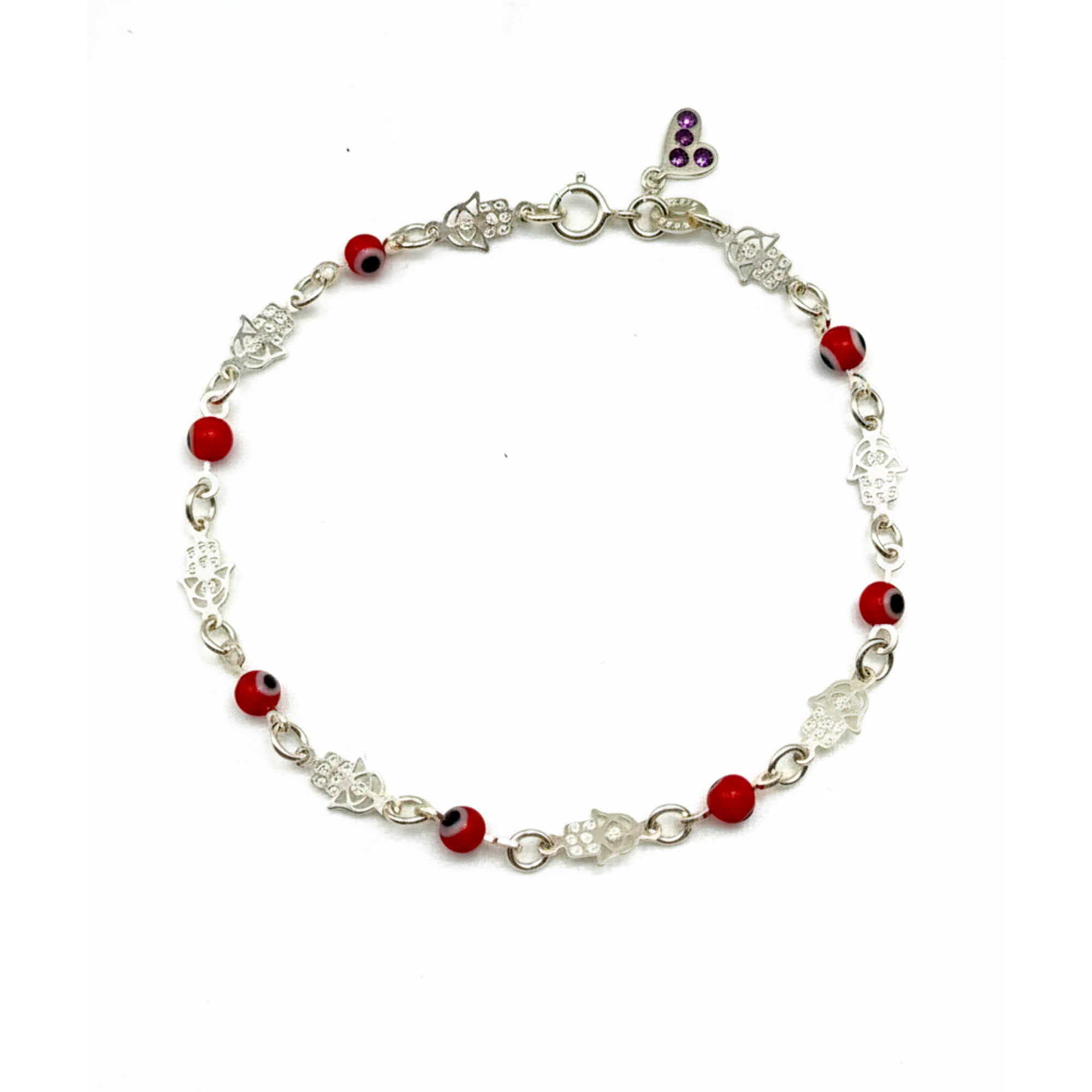 Pulsera Mano de Fatima con Ojo Turco Plata .925