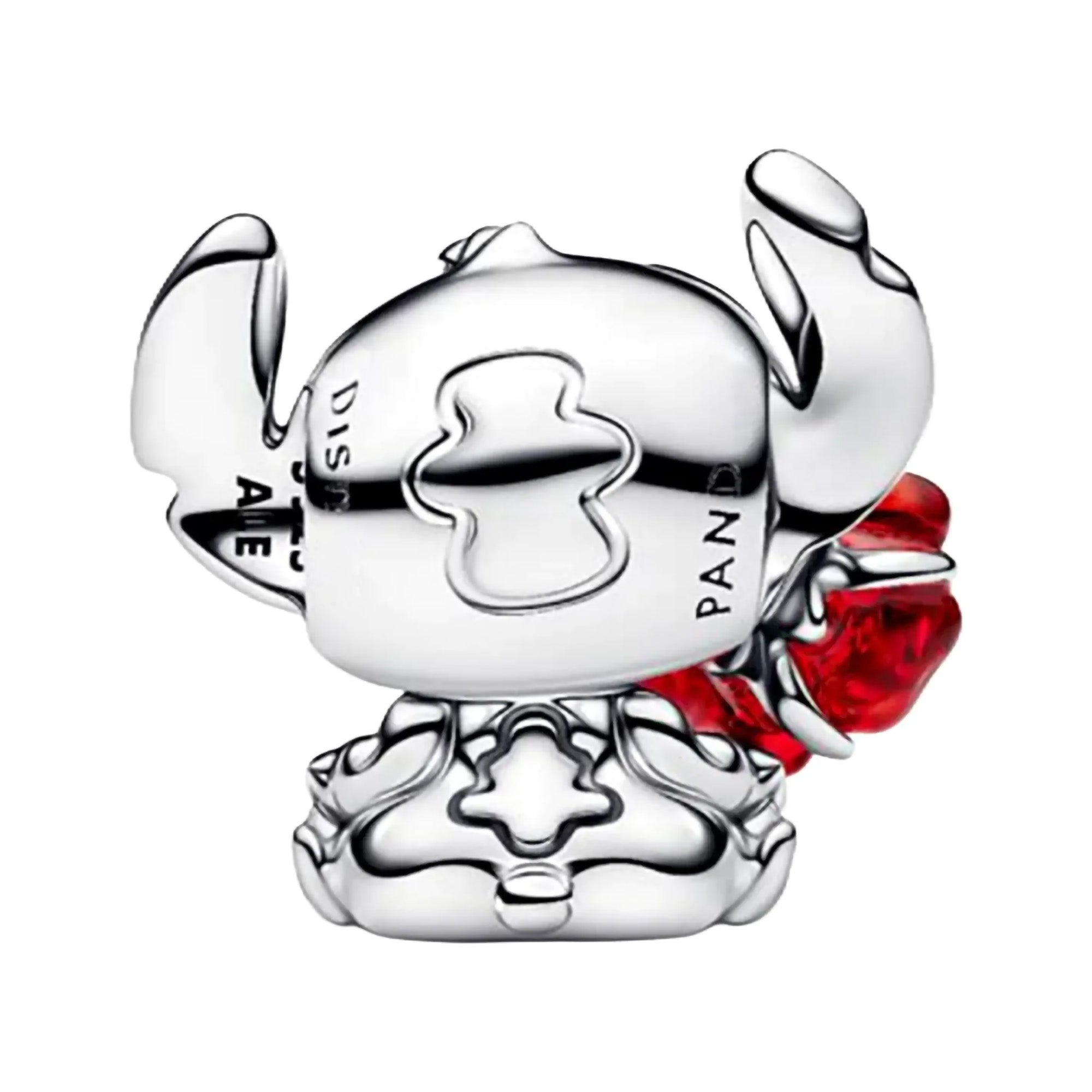 Charm Inspirado Pan 1:1 Stitch con Rosa, Plata .925