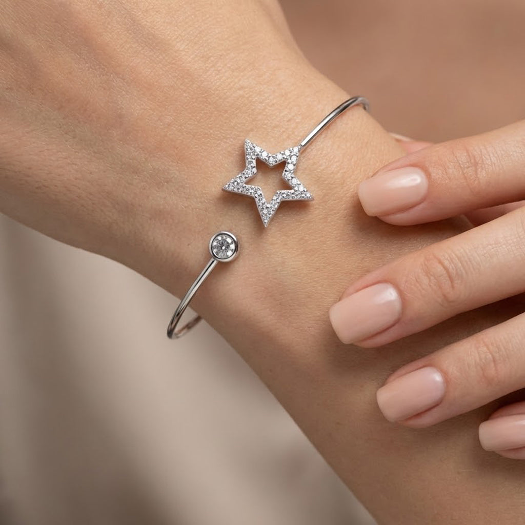 Brazalete Silueta Estrellas con Micro Circonias Plata .925