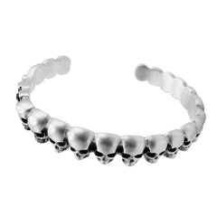 Brazalete Craneos .8mm Oxidados Plata .925
