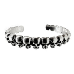 Brazalete Craneos .8mm Oxidados Plata .925