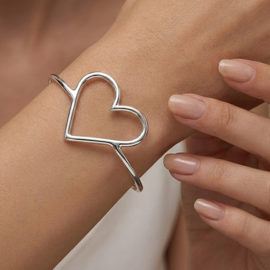 Brazalete de Corazon Liso Plata .925