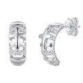 Arracada Cruz Lisa con Micro Circonias Plata .925 con Baño de Rodio