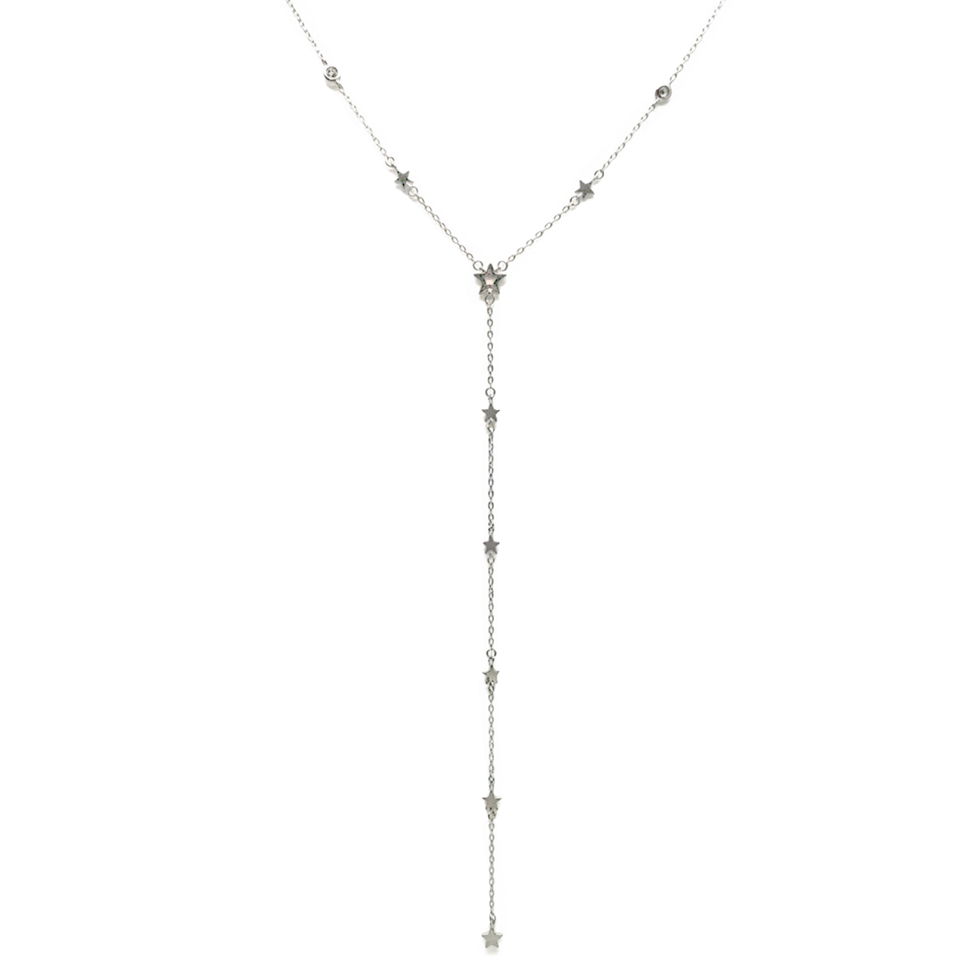 Collar Corbatero Estrellas y Circonias Plata .925 con Rodio