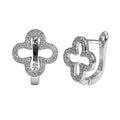 Arete Huggies Flor Inspirado Van C Silueta con Micro Circonias Plata .925 con Baño de Rodio