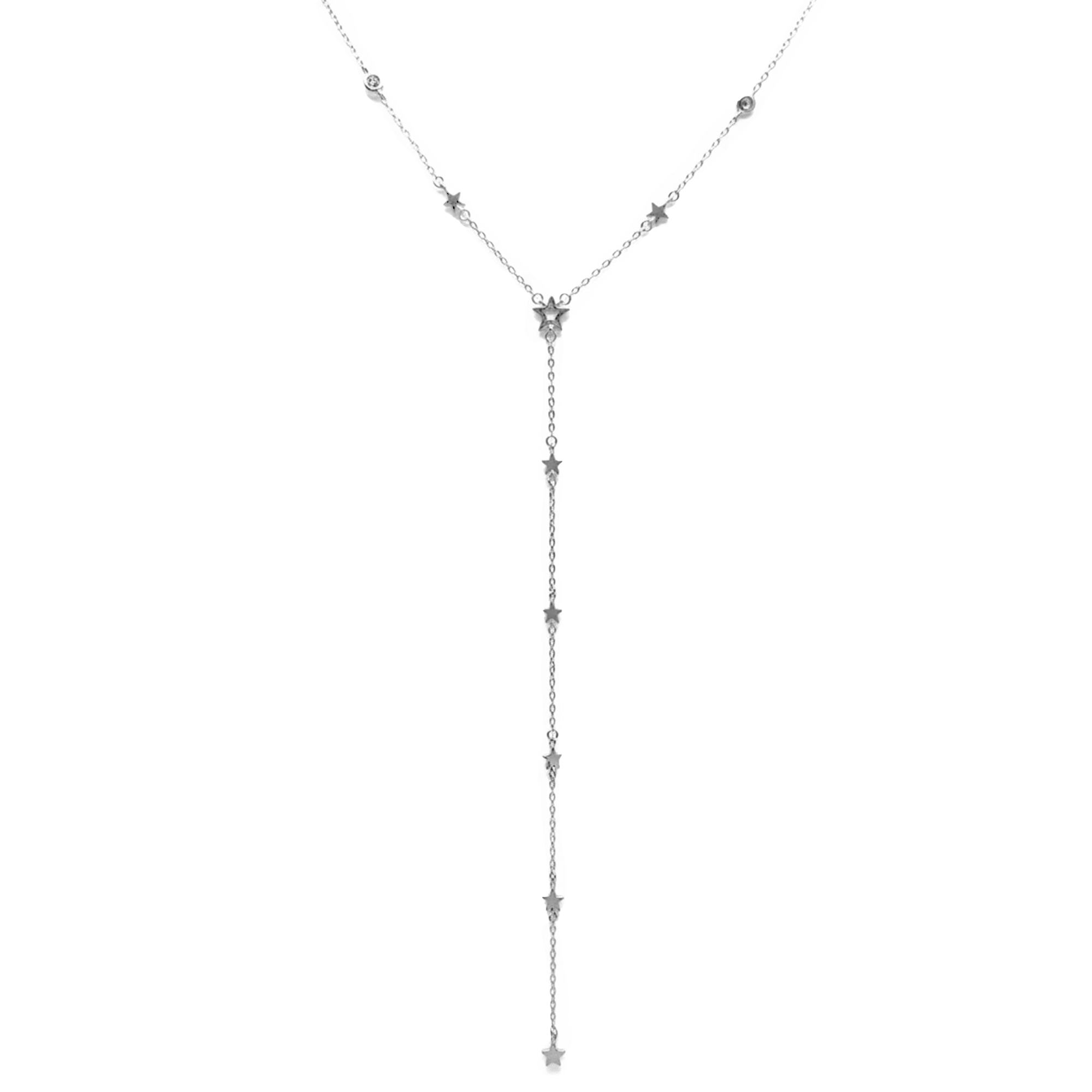 Collar Corbatero Estrellas y Circonias Plata .925 con Rodio