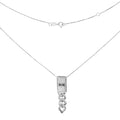 Collar Corbatero Inspirado Mónaco 50 cm con Cadena Box y Dije Horizontal con Circonias. Plata 925 con Baño de Rodio