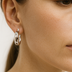 20 Arracada Ancha Siluetas de 1.5cm Plata .925