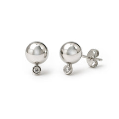 Broquel Media Bola #8 con Circonia Plata .925 con Rodio