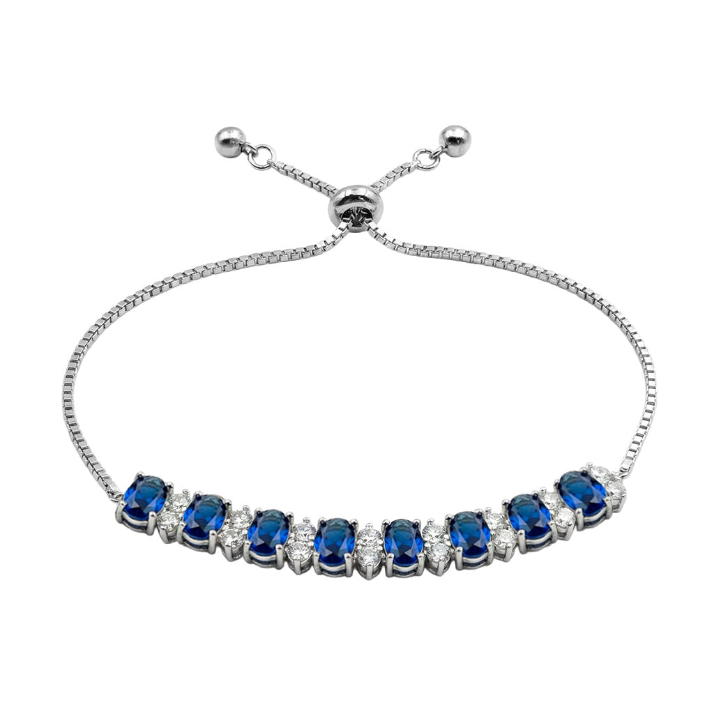 Pulsera Ajustable Multi Circonias y Micro Circonias Plata .925 con Rodio