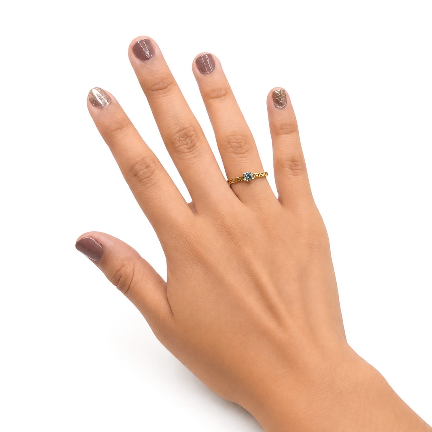 Anillo Solitario con Grecas Oro 10K