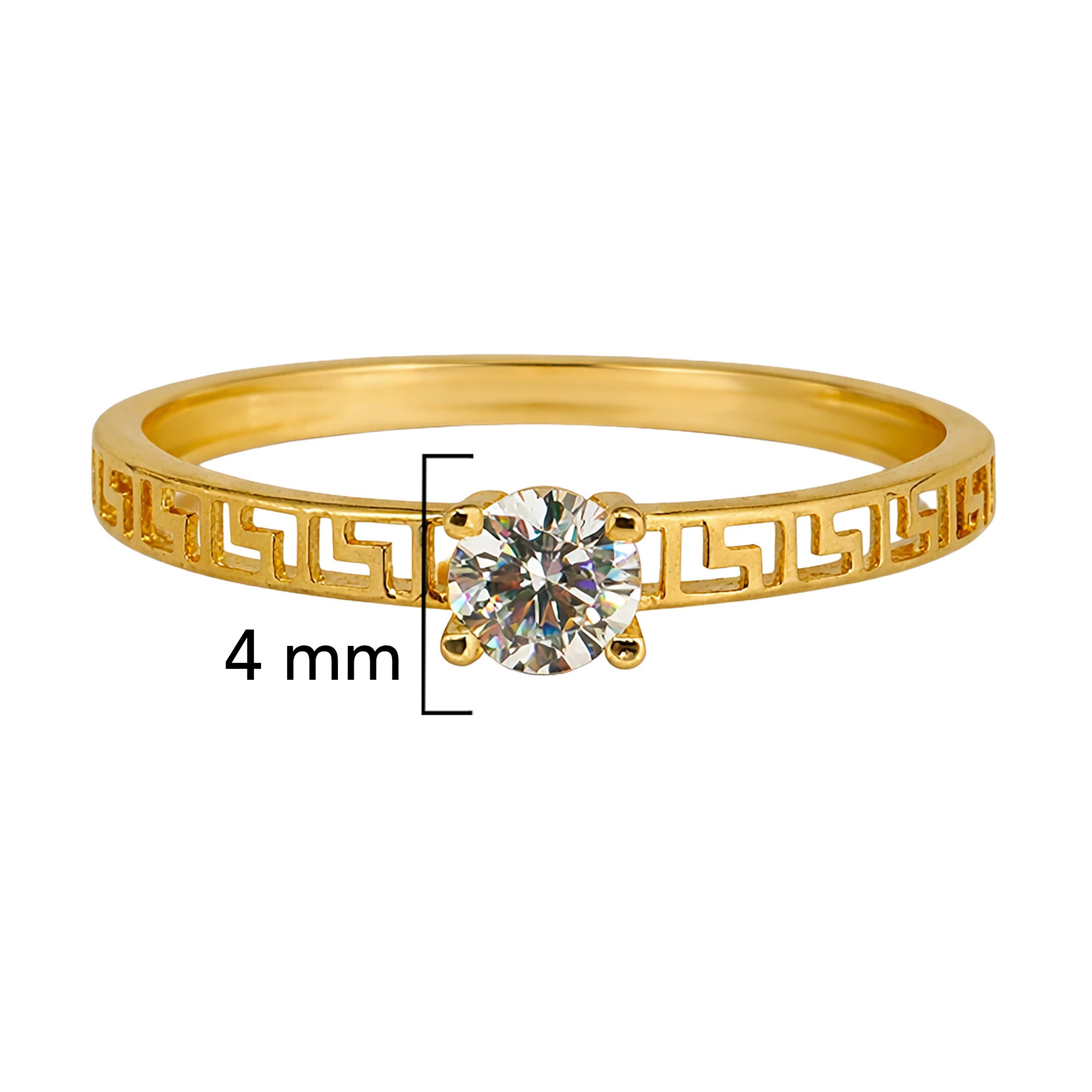 Anillo Solitario con Grecas Oro 10K